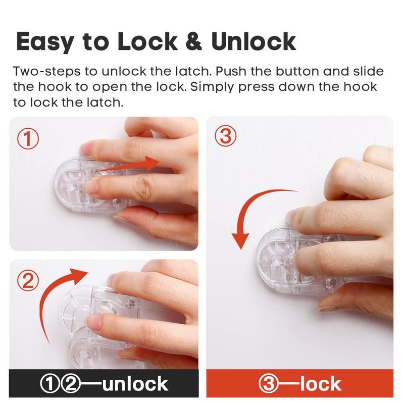 EUDEMON 3 Pack Child Safety Locks, Childproof Strap Locks for Drawers, Fridges, Toilets, Cupboards, Ovens, Cabinets, Multi Use Baby Cabinet Latches, Easy to Install, No Drilling (Transparent) - Image 5
